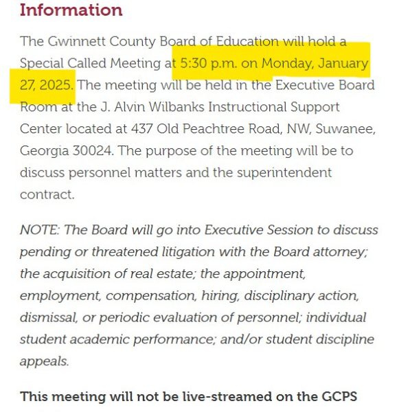Gwinnett County Board of Education Announces Special Meeting